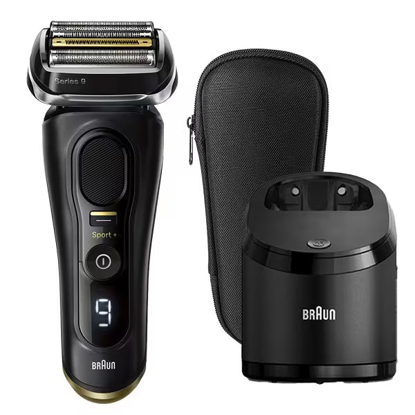 BRAUN Men’s Electric Shaver Series 9 SPORT+ 4-Blade with 5-in-1 Alcohol Cleaning System and Shaver Case 9350cc