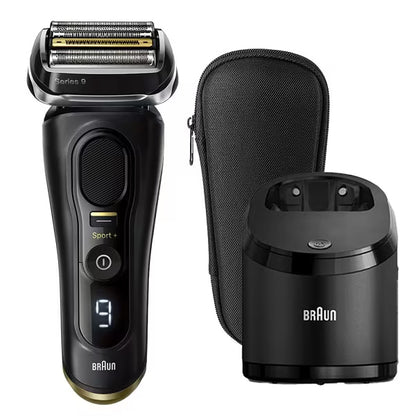 BRAUN Men’s Electric Shaver Series 9 SPORT+ 4-Blade with 5-in-1 Alcohol Cleaning System and Shaver Case 9350cc