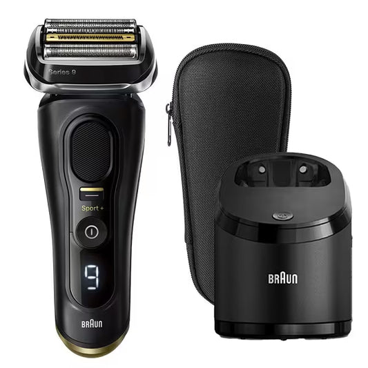 BRAUN Men’s Electric Shaver Series 9 SPORT+ 4-Blade with 5-in-1 Alcohol Cleaning System and Shaver Case 9350cc