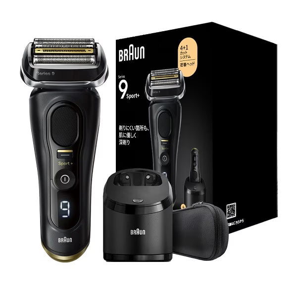 BRAUN Men’s Electric Shaver Series 9 SPORT+ 4-Blade with 5-in-1 Alcohol Cleaning System and Shaver Case 9350cc