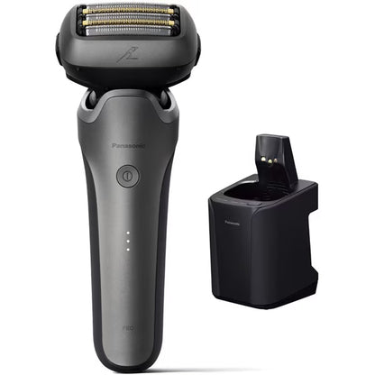 Panasonic Men’s Shaver LAMDASH PRO 5-Blade Top Grade Model with Automatic Cleaning & Charging System Titanium Silver ES-L571U-S