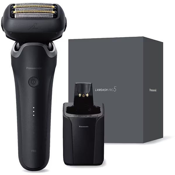 Panasonic Men’s Shaver LAMDASH PRO 5-Blade Top Grade Model with Automatic Cleaning & Charging System Matte Black ES-L571D-K
