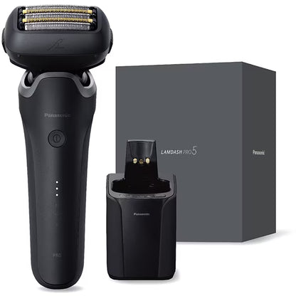 Panasonic Men’s Shaver LAMDASH PRO 5-Blade Top Grade Model with Automatic Cleaning & Charging System Matte Black ES-L571D-K